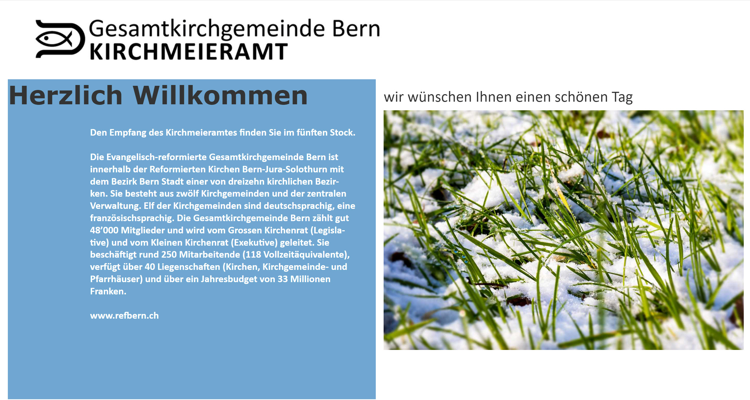 Infodisplay zur Begrüssung